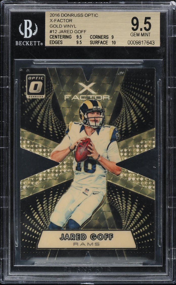 2016 Donruss Optic X-Factor Gold Vinyl Die-Cut Jared Goff ROOKIE 1/1 #12 BGS 9.5