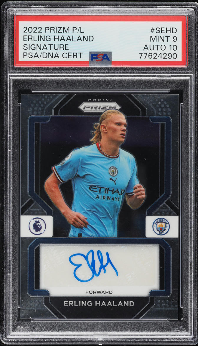 2022 Panini Prizm Premier League Erling Haaland AUTO DNA 10 #S-EHD PSA 9 MINT