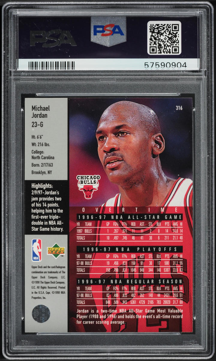 1997 Upper Deck Basketball Michael Jordan #316 PSA 10 GEM MINT