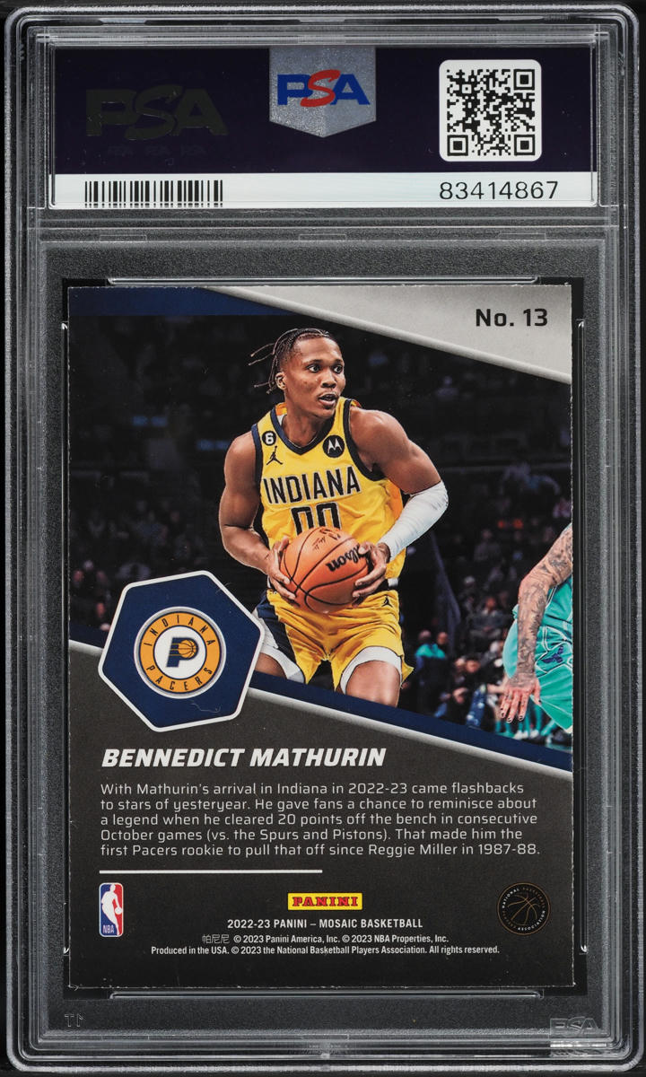 2022 Panini Mosaic Breakaway Bennedict Mathurin ROOKIE #13 PSA 9 