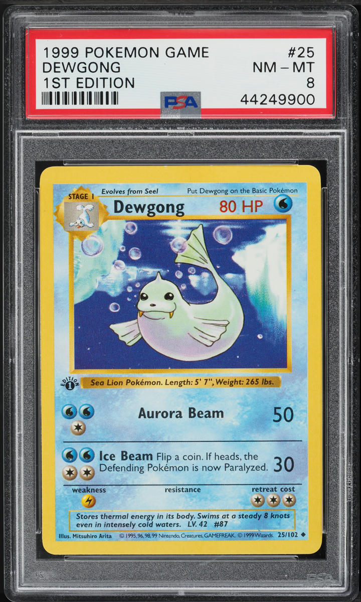 1999 Pokemon Base Set Shadowless 1st Edition Dewgong #25 PSA 8 NM-MT