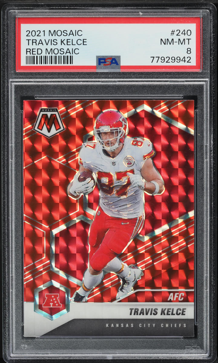 2021 Panini Mosaic Red Travis Kelce #240 PSA 8 NM-MT