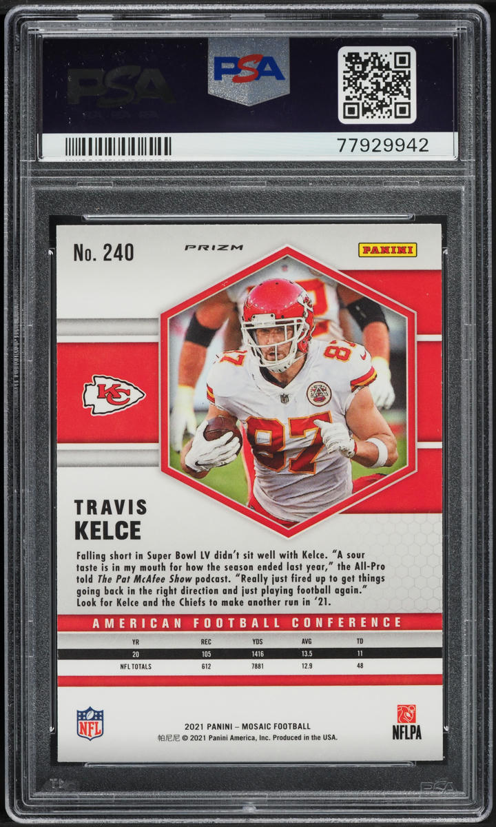2021 Panini Mosaic Red Travis Kelce #240 PSA 8 NM-MT