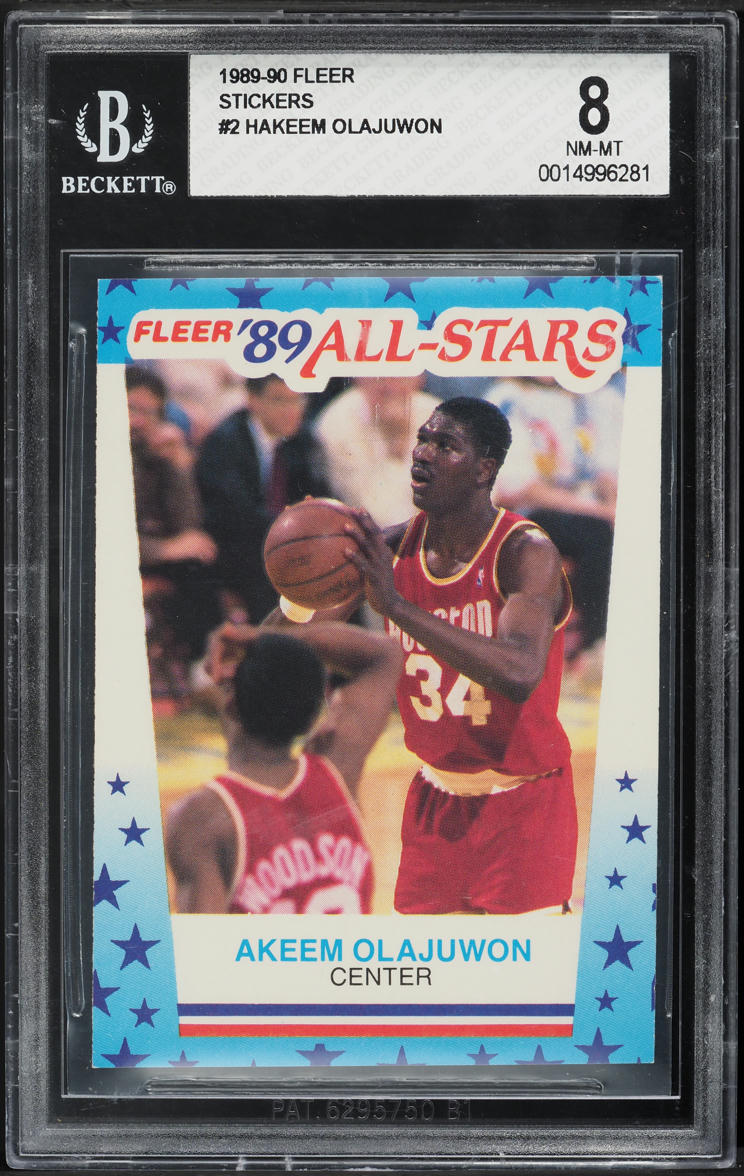 1989 Fleer Stickers Hakeem Olajuwon #2 BGS 8 NM-MT