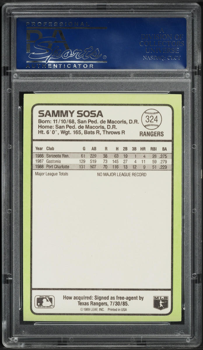 1989 Donruss Baseball's Best Sammy Sosa ROOKIE #324 PSA 10 GEM MINT