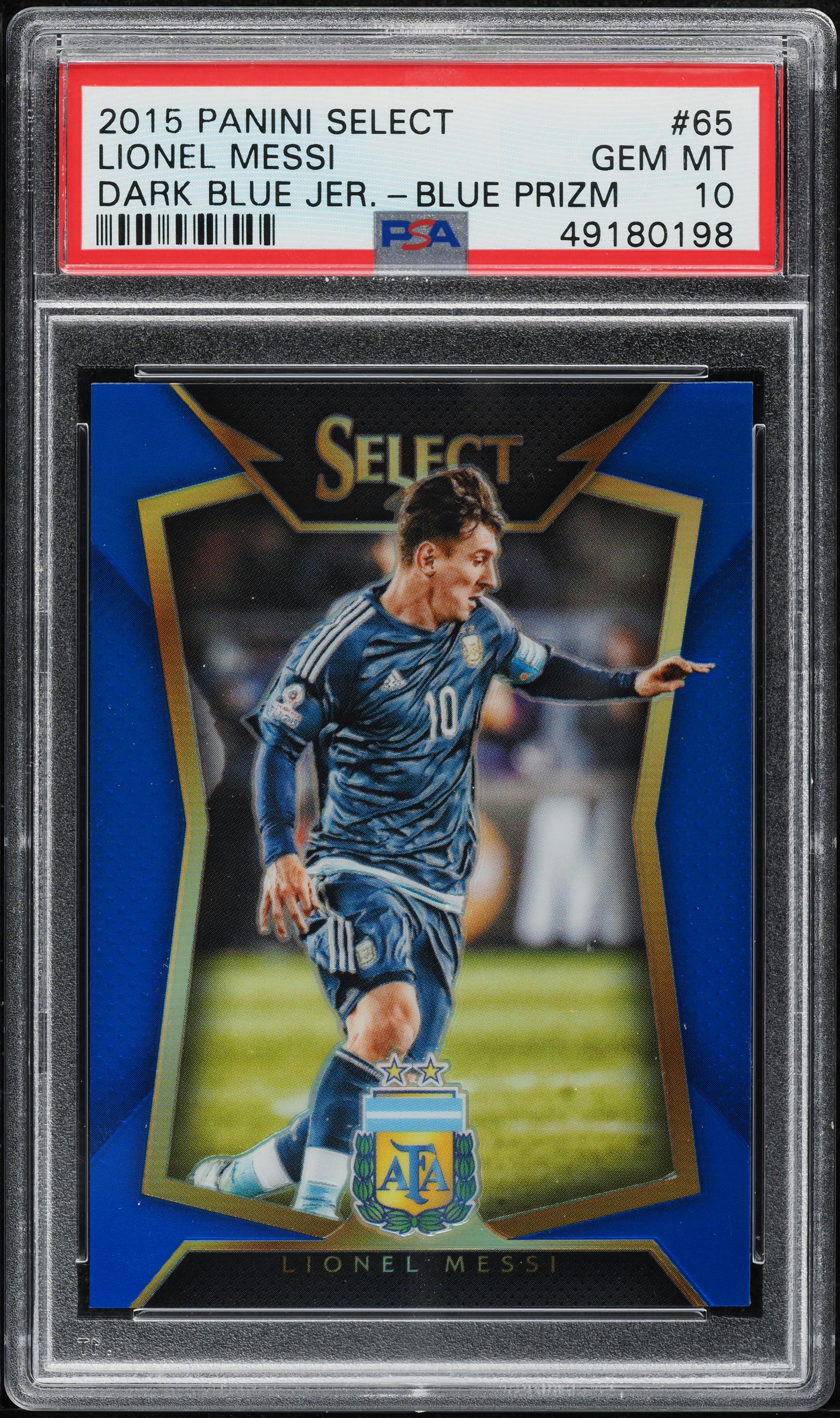 2015 Select Blue Prizm Lionel Messi /299 #65 PSA 10 GEM MINT on