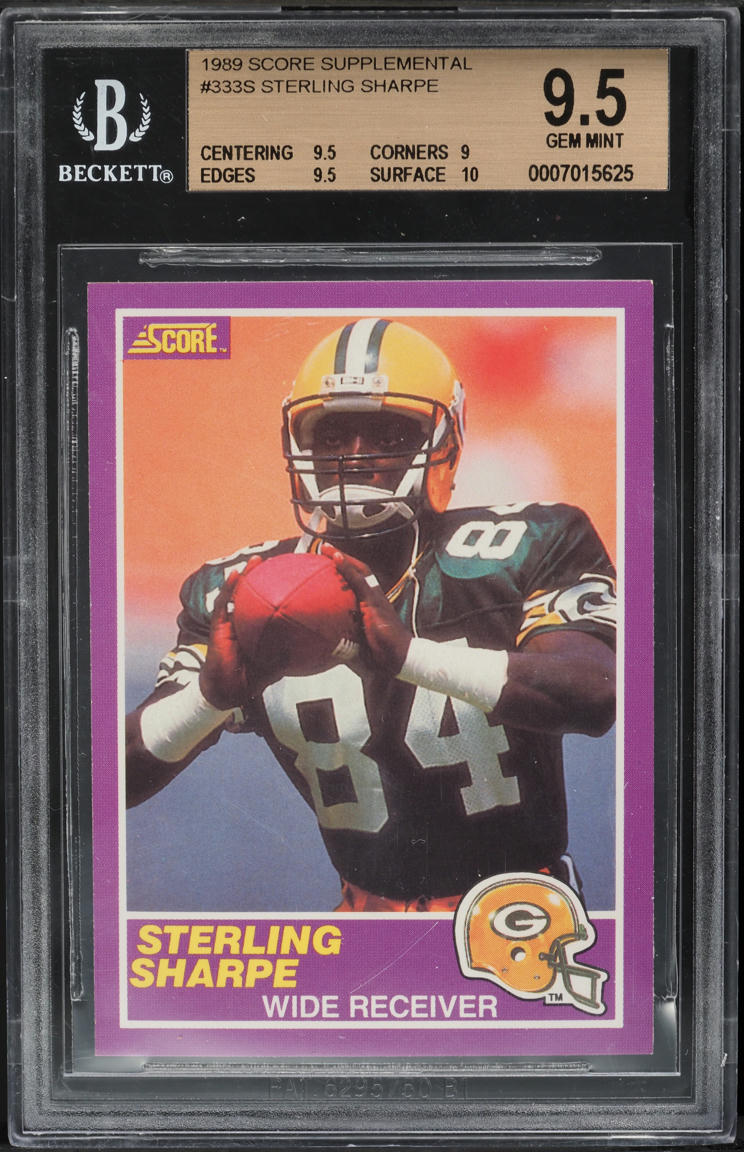 1989 Score Supplemental Sterling Sharpe ROOKIE #333S BGS 9.5 GEM MINT
