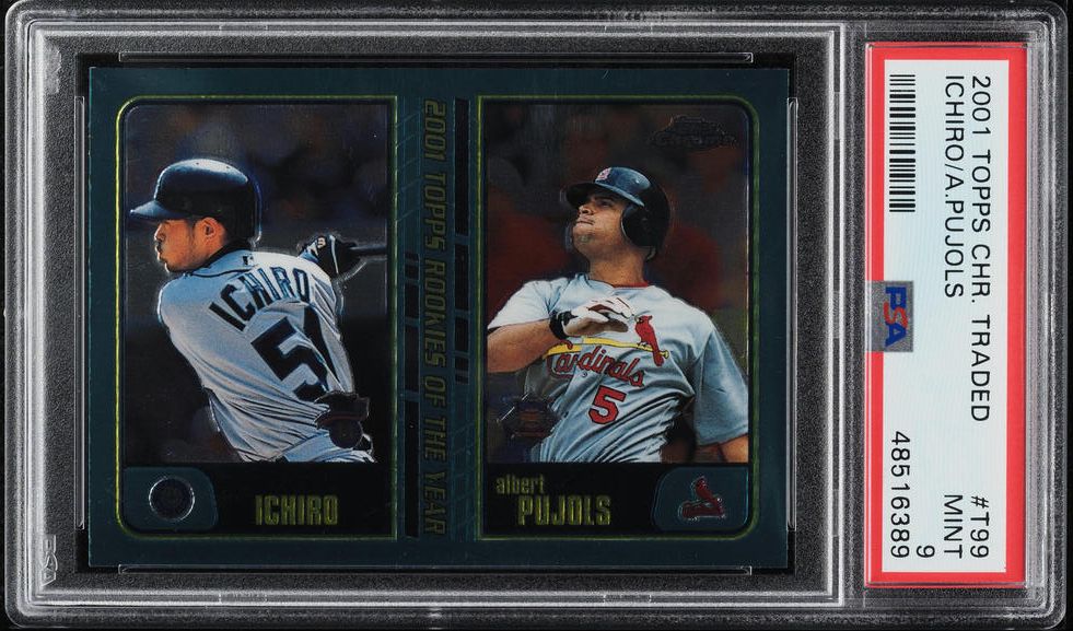 2001 Topps Chrome Traded Ichiro Suzuki & Albert Pujols ROOKIE #T99 PSA 9 MINT