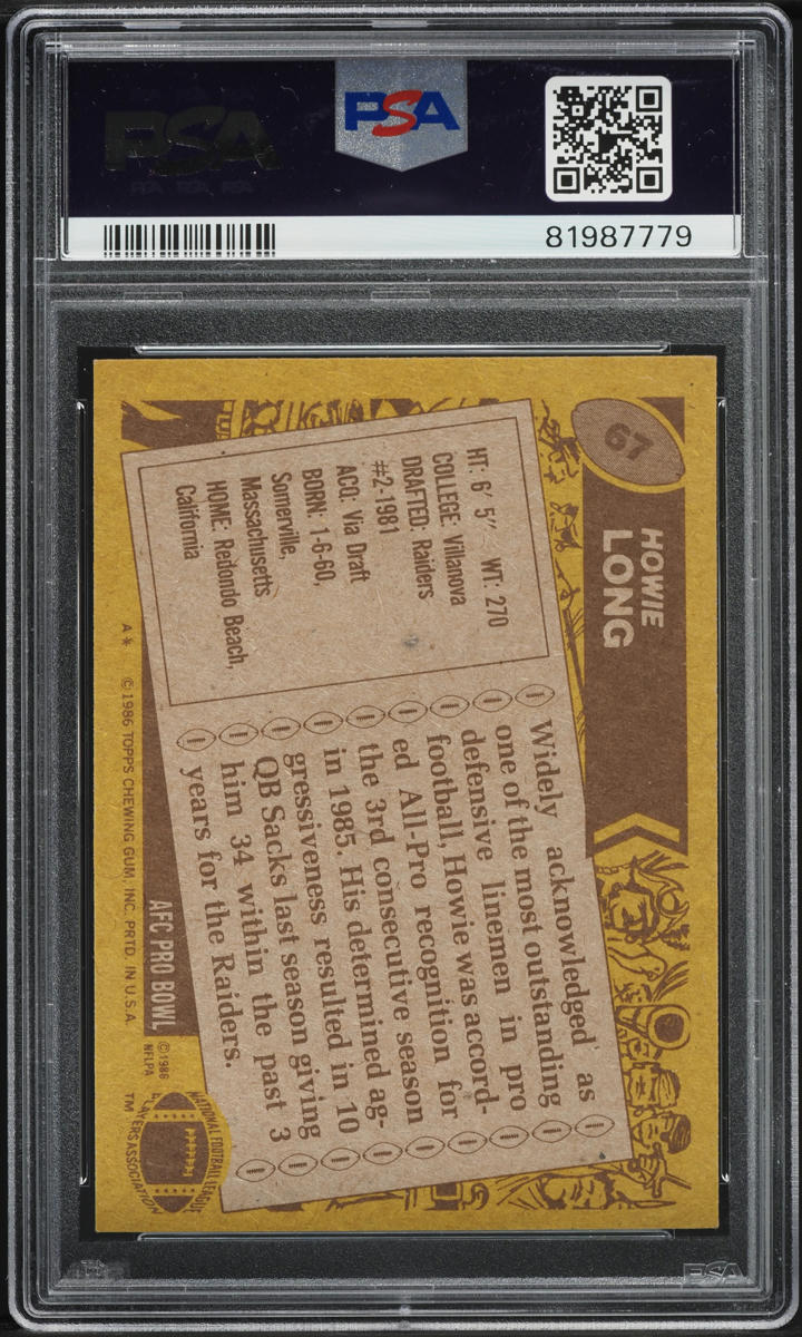 1986 Topps Football Howie Long #67 PSA 7 NRMT
