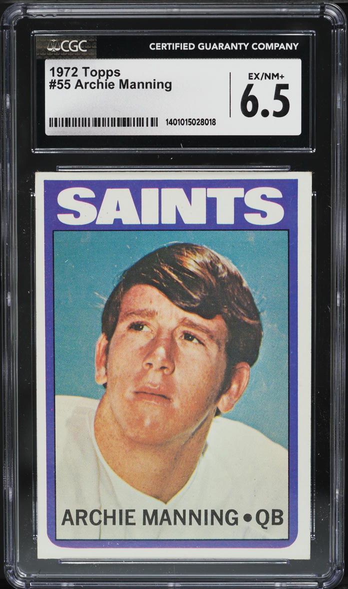 1972 Topps Football Archie Manning ROOKIE #55 CGC 6.5 EXMT+