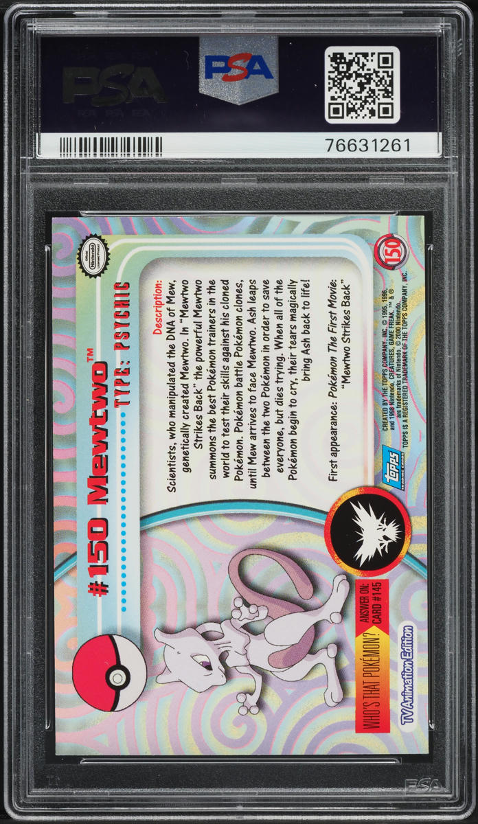 2000 Topps Pokemon TV Animation Series 3 Foil Mewtwo #150 PSA 10