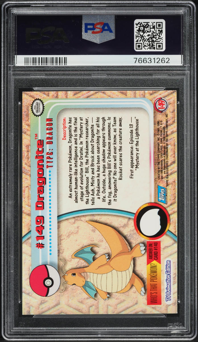2000 Topps Pokemon TV Animation Series 3 Foil Dragonite #149 PSA 10 GEM MINT