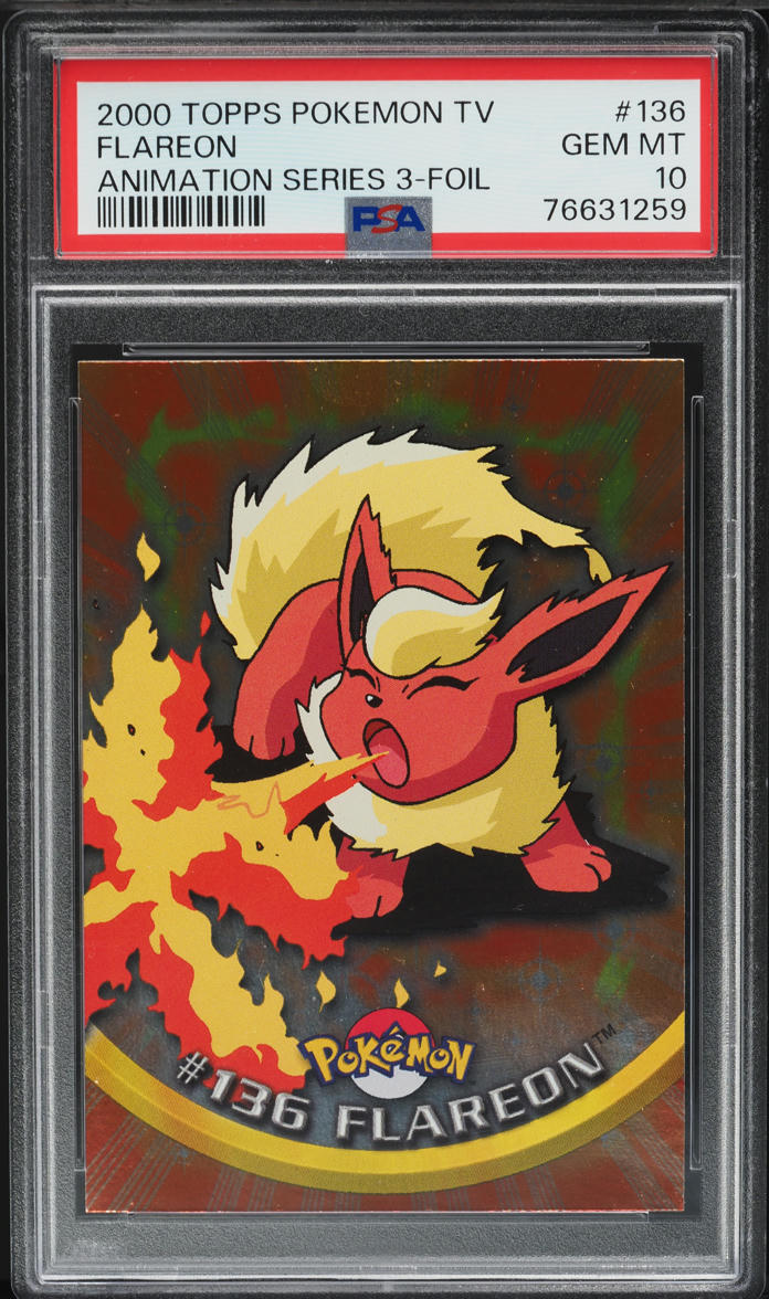 2000 Topps Pokemon TV Animation Series 3 Foil Flareon #136 PSA 10 GEM MINT