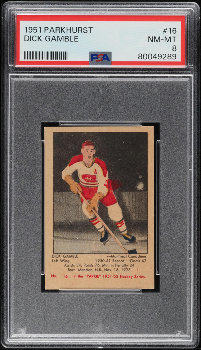 1951 Parkhurst Dick Gamble ROOKIE #16 PSA 8 NM-MT