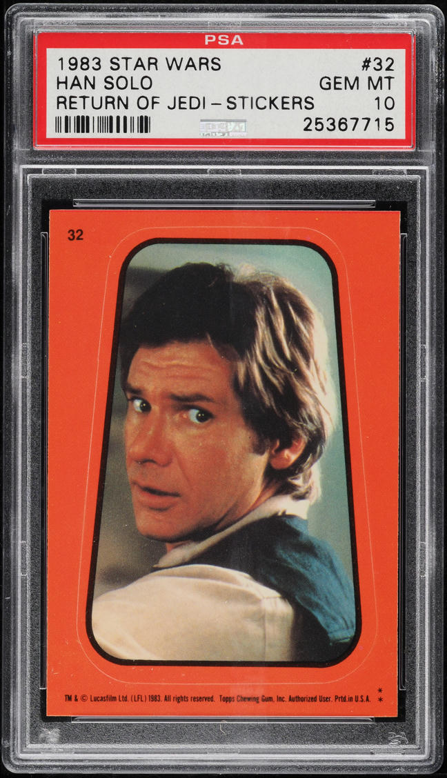 1983 Topps Star Wars Return Of The Jedi Stickers Han Solo #32 PSA