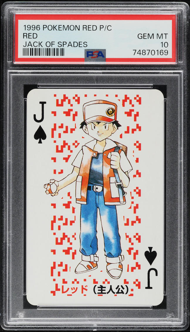 1996 Pokemon Japanese Nintendo Poker Set Jack Of Spades Red PSA 10