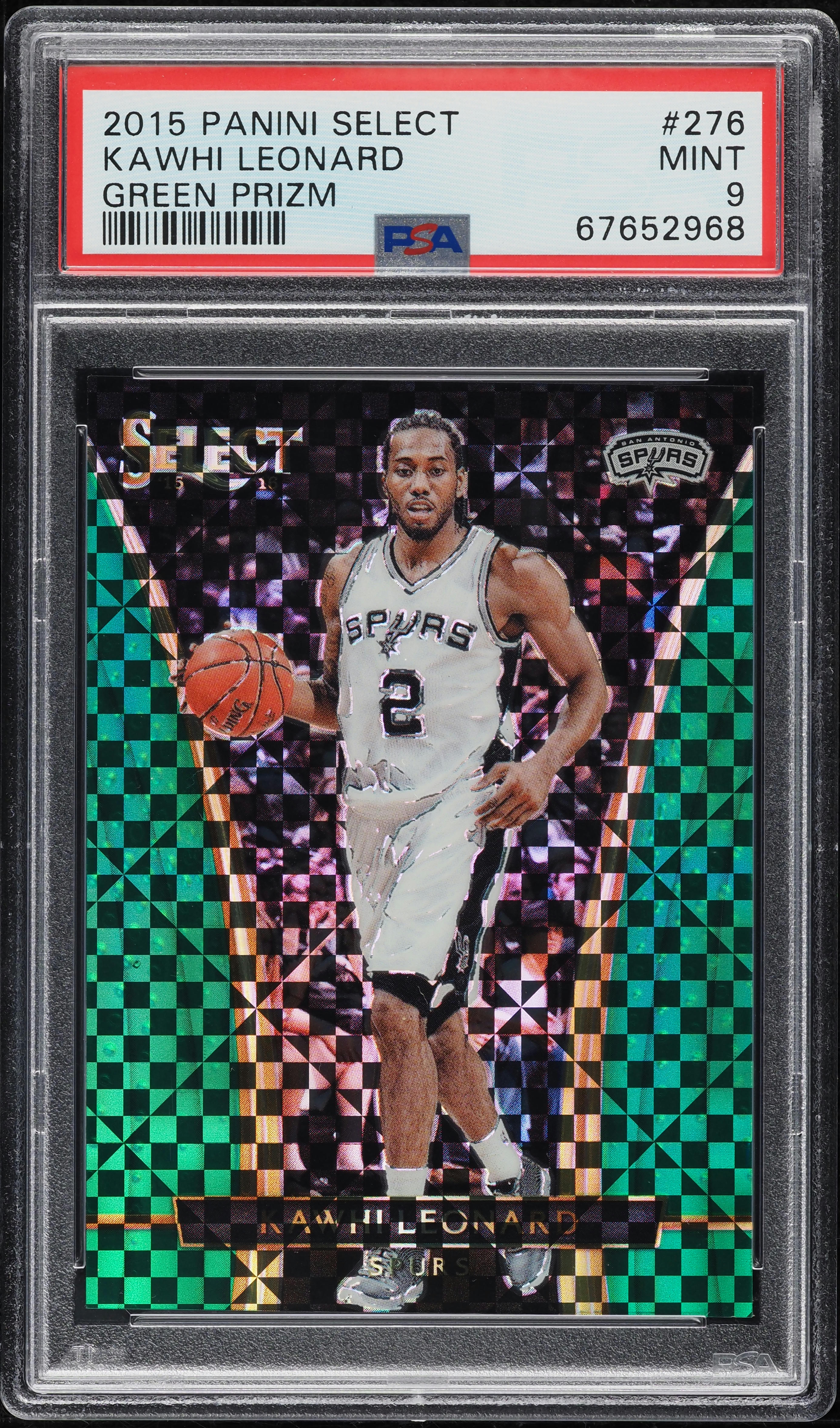 2015 Select Courtside Green Prizm Kawhi Leonard 5/5 #276 PSA 9