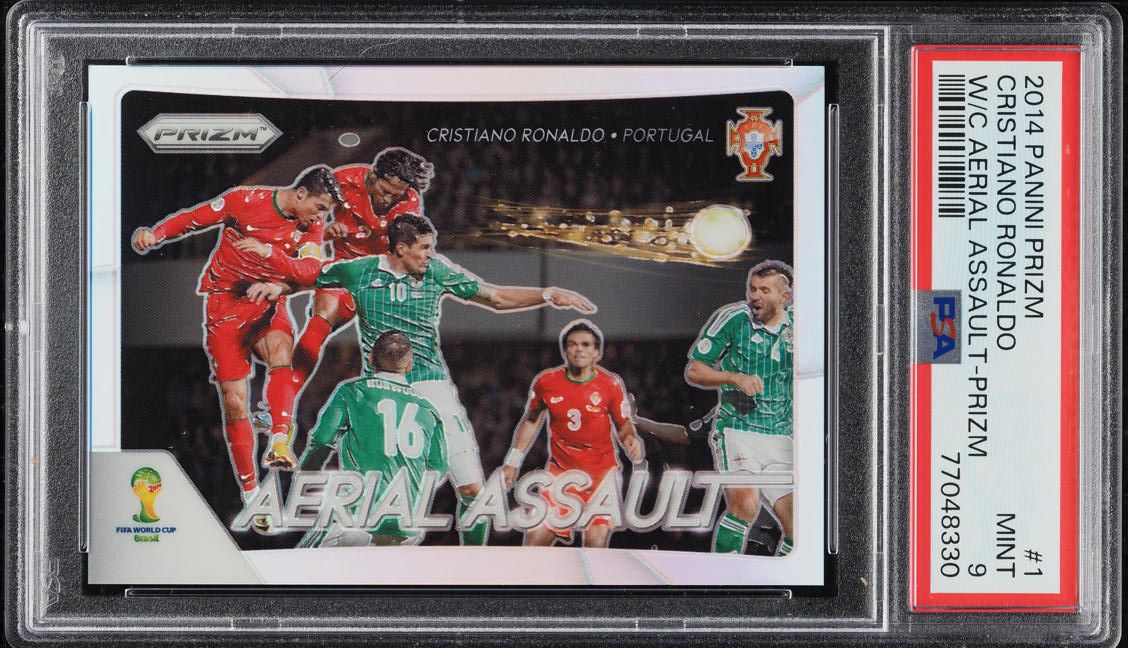2014 Panini Prizm World Cup Aerial Assault Silver Cristiano Ronaldo #1 PSA 9