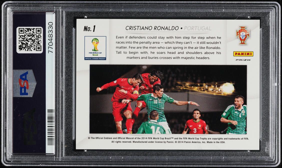 2014 Panini Prizm World Cup Aerial Assault Silver Cristiano Ronaldo #1 PSA 9