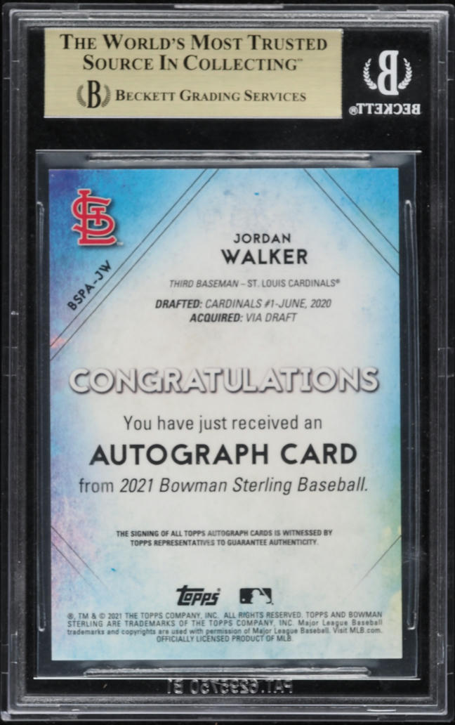 2021 Bowman Sterling Speckle Refractor Jordan Walker ROOKIE AUTO