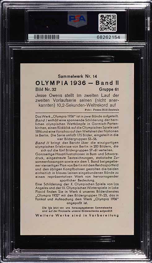 1936 Reemstma Olympia '36 Band II Jesse Owens #32 PSA 6 EXMT
