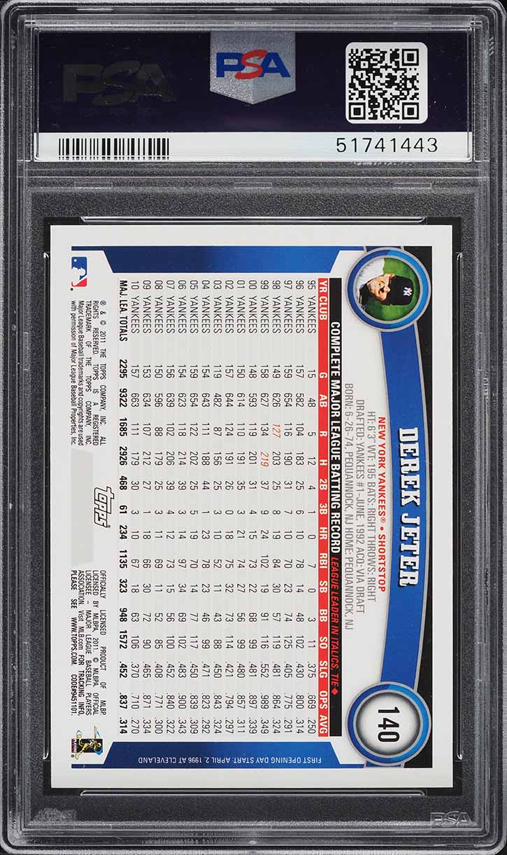 2011 Topps Opening Day Derek Jeter #140 PSA 10 GEM MINT