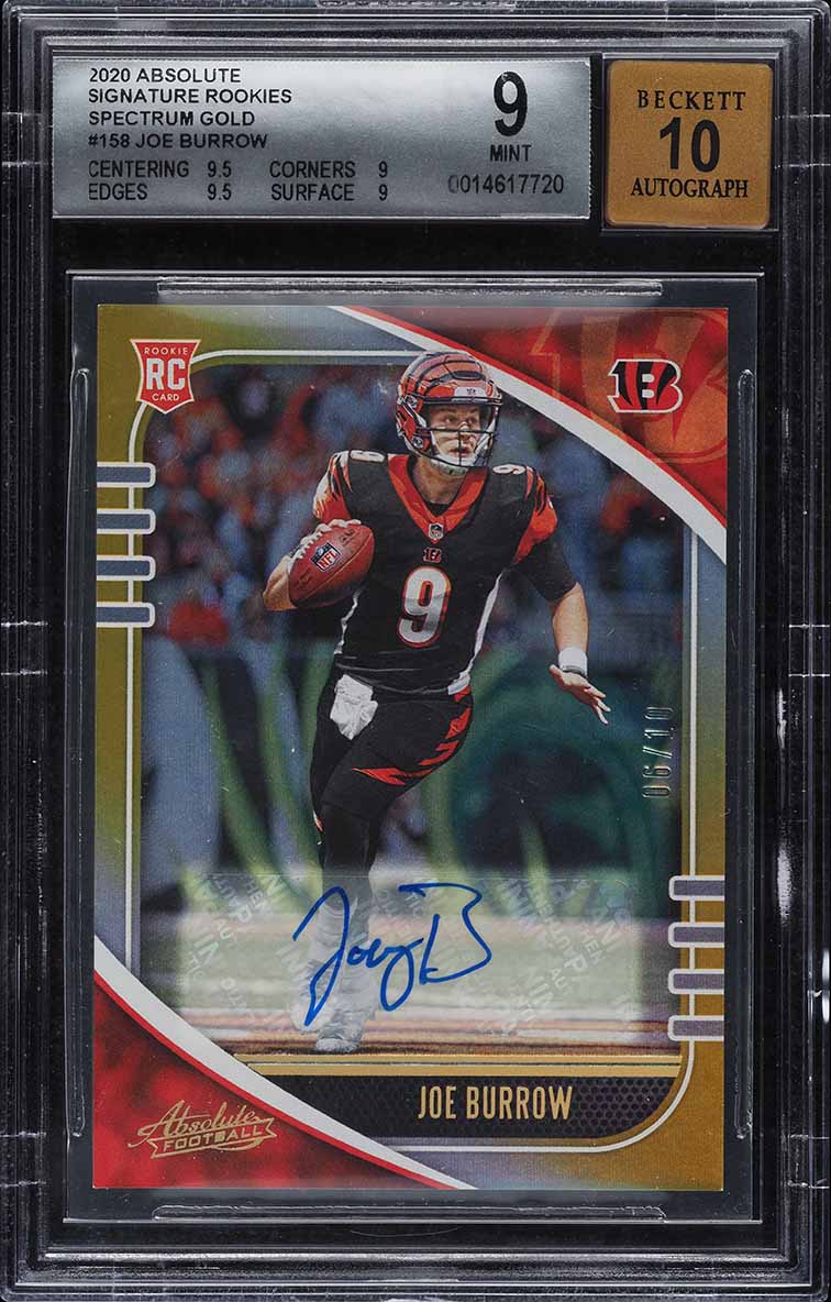 2020 Absolute Signature Spectrum Gold Joe Burrow ROOKIE AUTO /10 #158 BGS 9 MINT