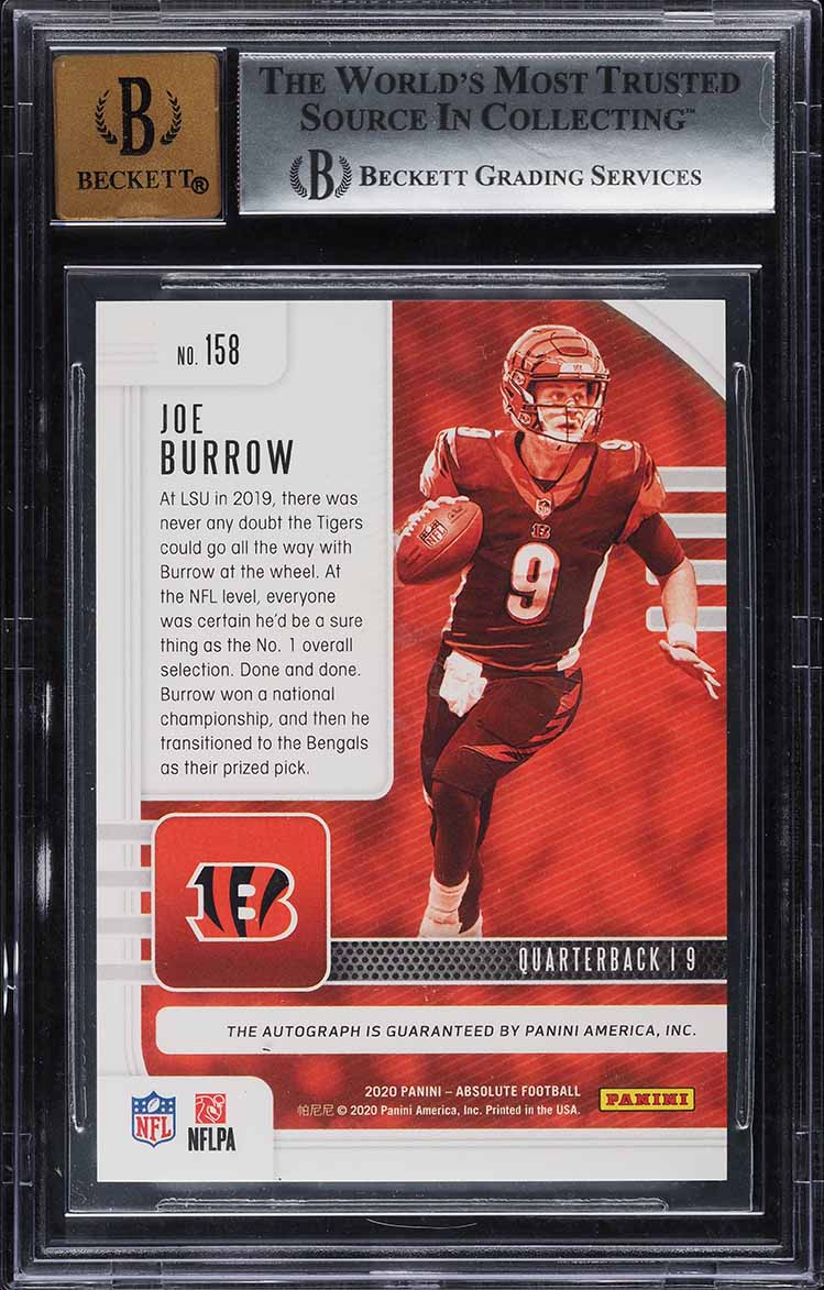 2020 Absolute Signature Spectrum Gold Joe Burrow ROOKIE AUTO /10 #158 BGS 9 MINT