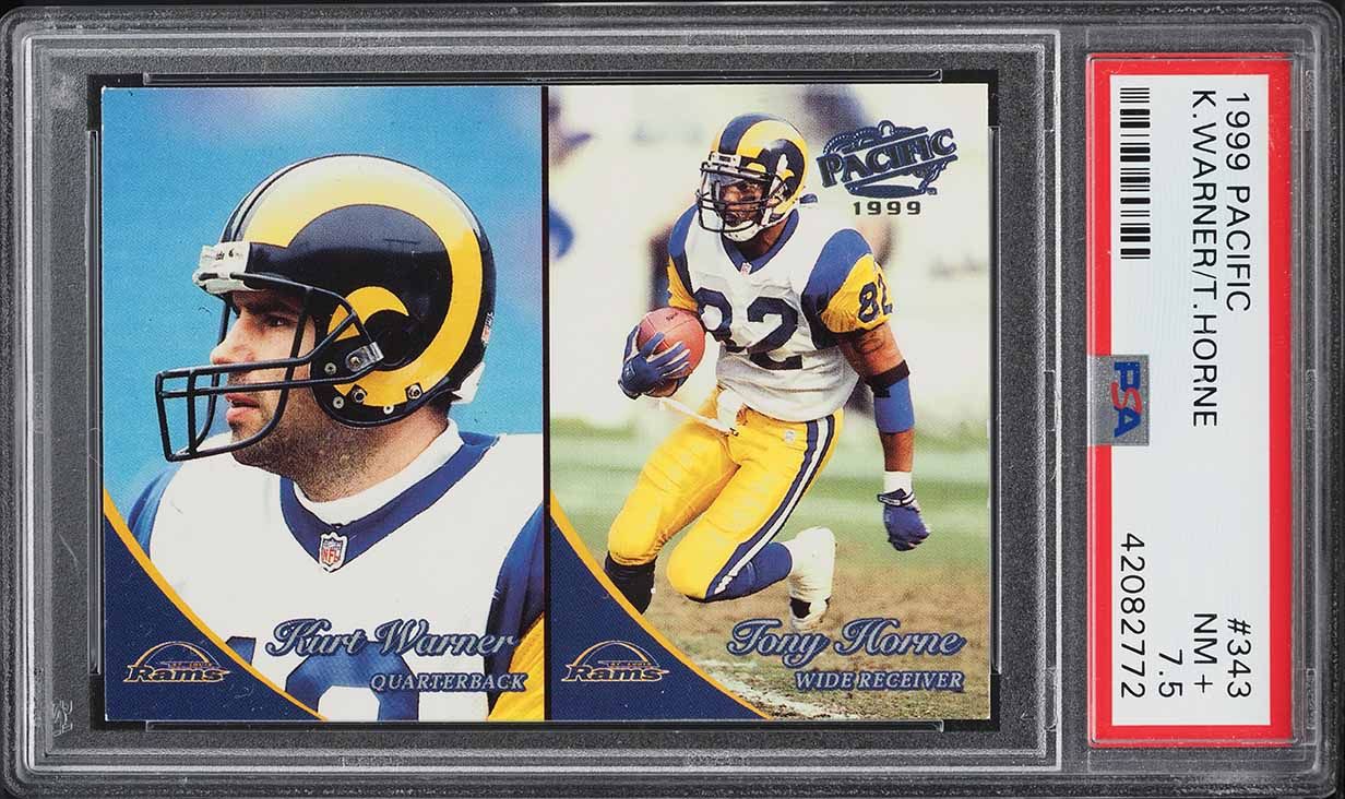 1999 Pacific Football Tony Horne & Kurt Warner ROOKIE #343 PSA 7.5 NRMT+