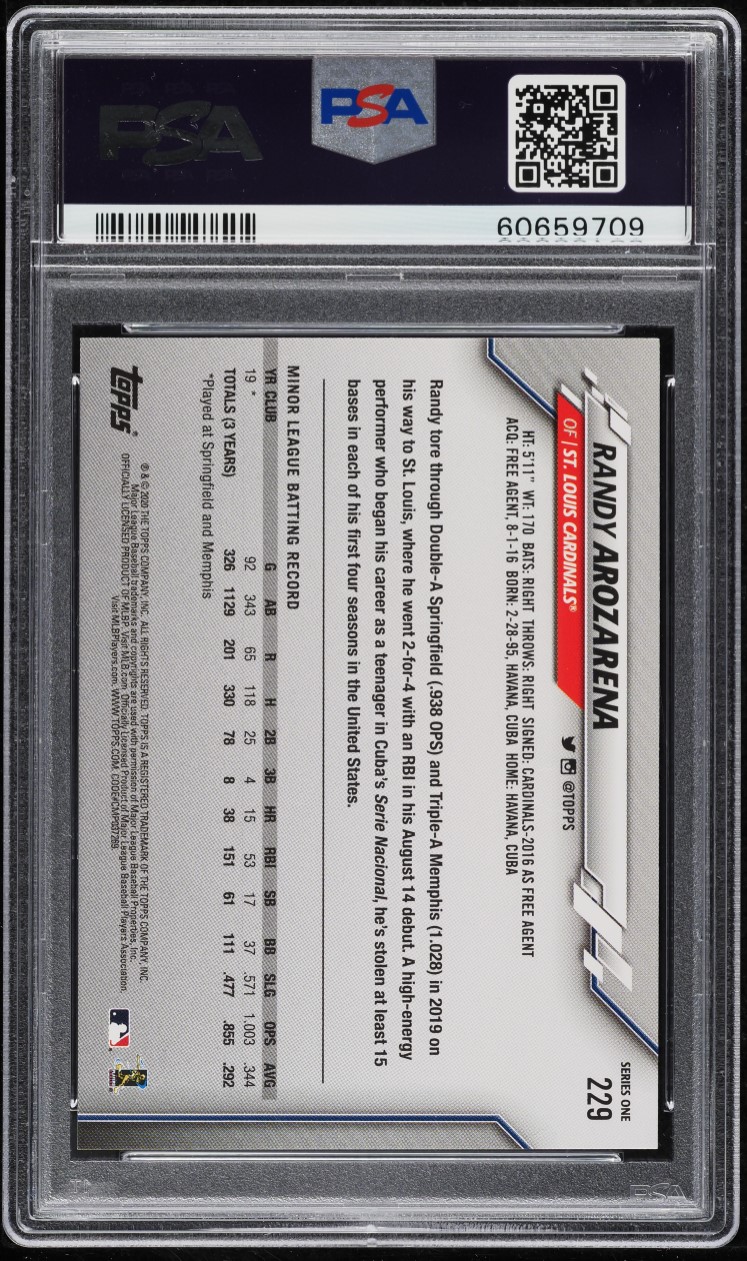 2020 Topps Randy Arozarena ROOKIE #229 PSA 10 GEM MINT