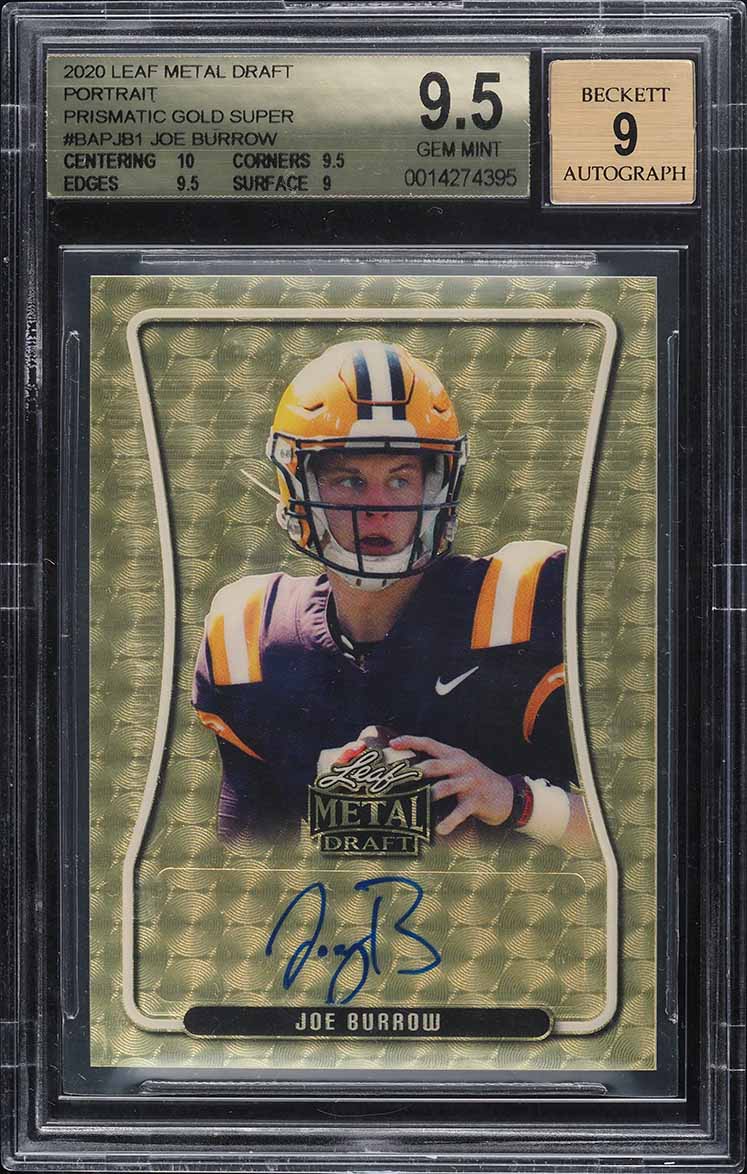 2020 Leaf Metal Draft Gold Super Prismatic Joe Burrow ROOKIE AUTO 1/1 BGS 9.5