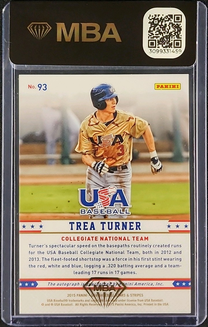 2015 Panini USA Stars & Stripes Longevity Trea Turner ROOKIE AUTO 