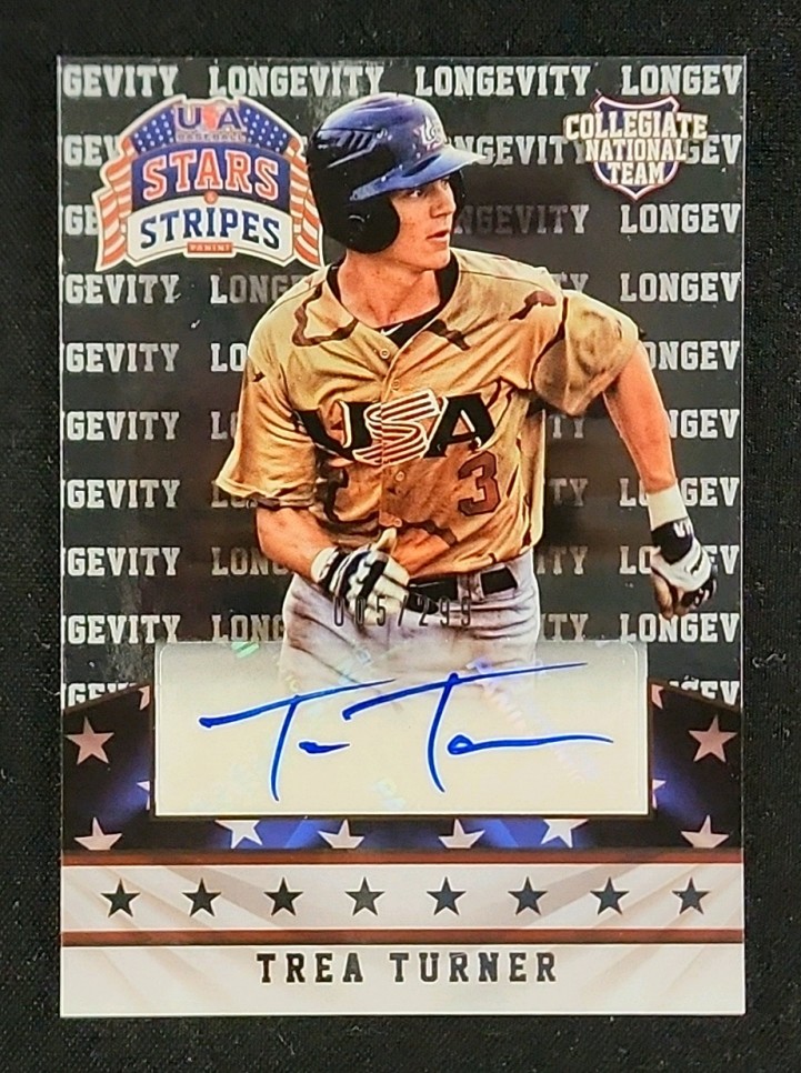 2015 Panini USA Stars & Stripes Longevity Trea Turner ROOKIE AUTO