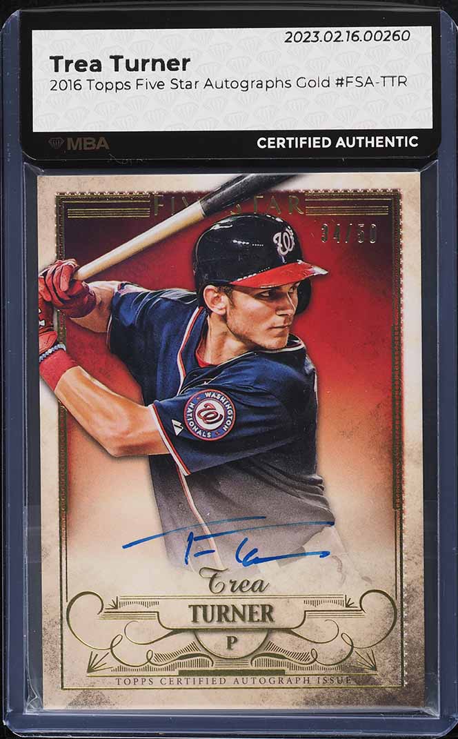 2016 Topps Five Star Gold Trea Turner ROOKIE AUTO /50 #FSA-TTR MBA 