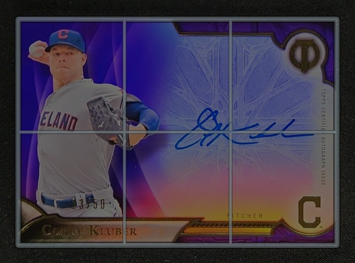 2016 Topps Tribute Autographs Purple Corey Kluber AUTO /50 #TA-CK