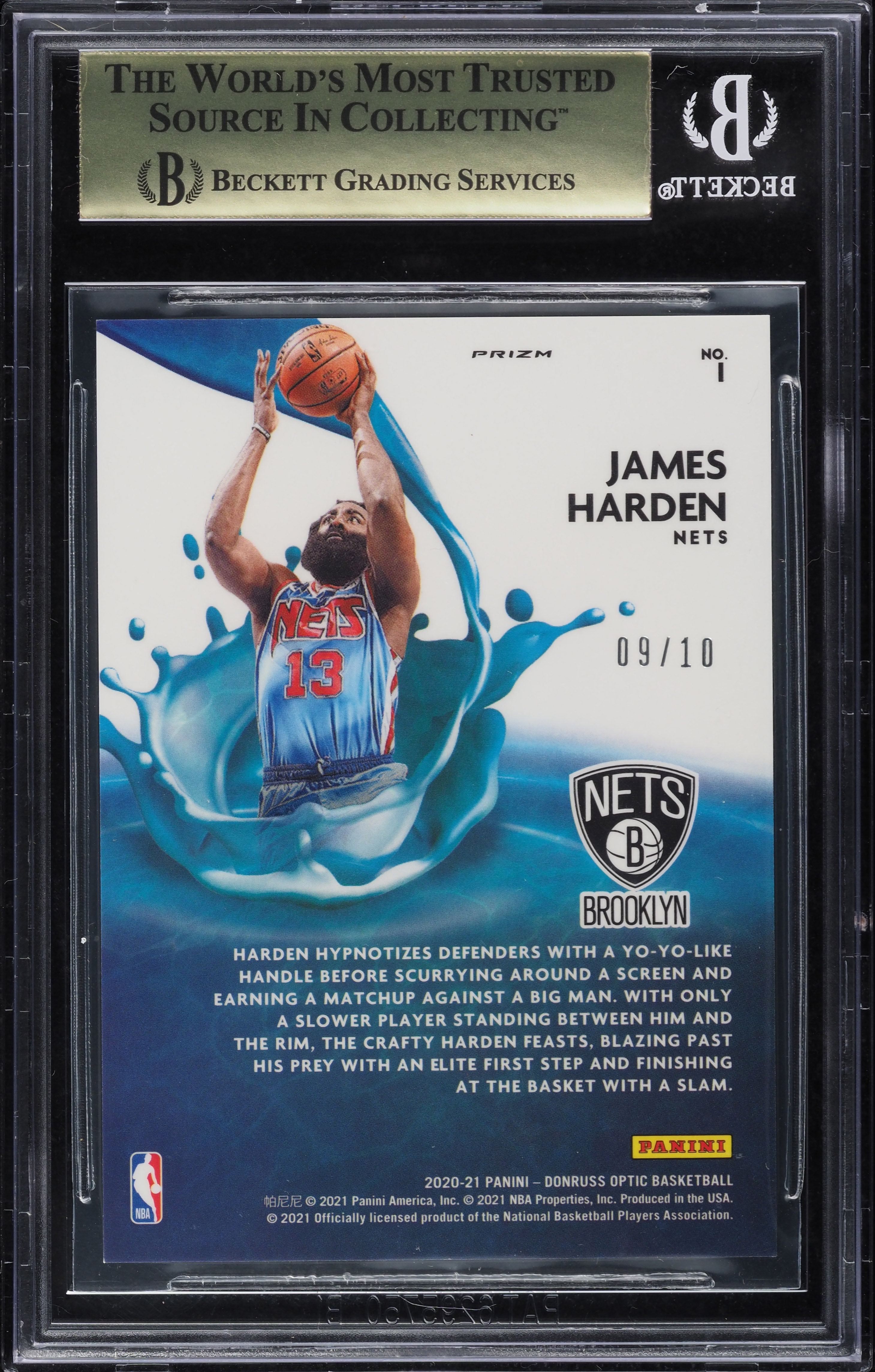 2020 Donruss Optic Splash Gold James Harden /10 #1 BGS 9.5 GEM