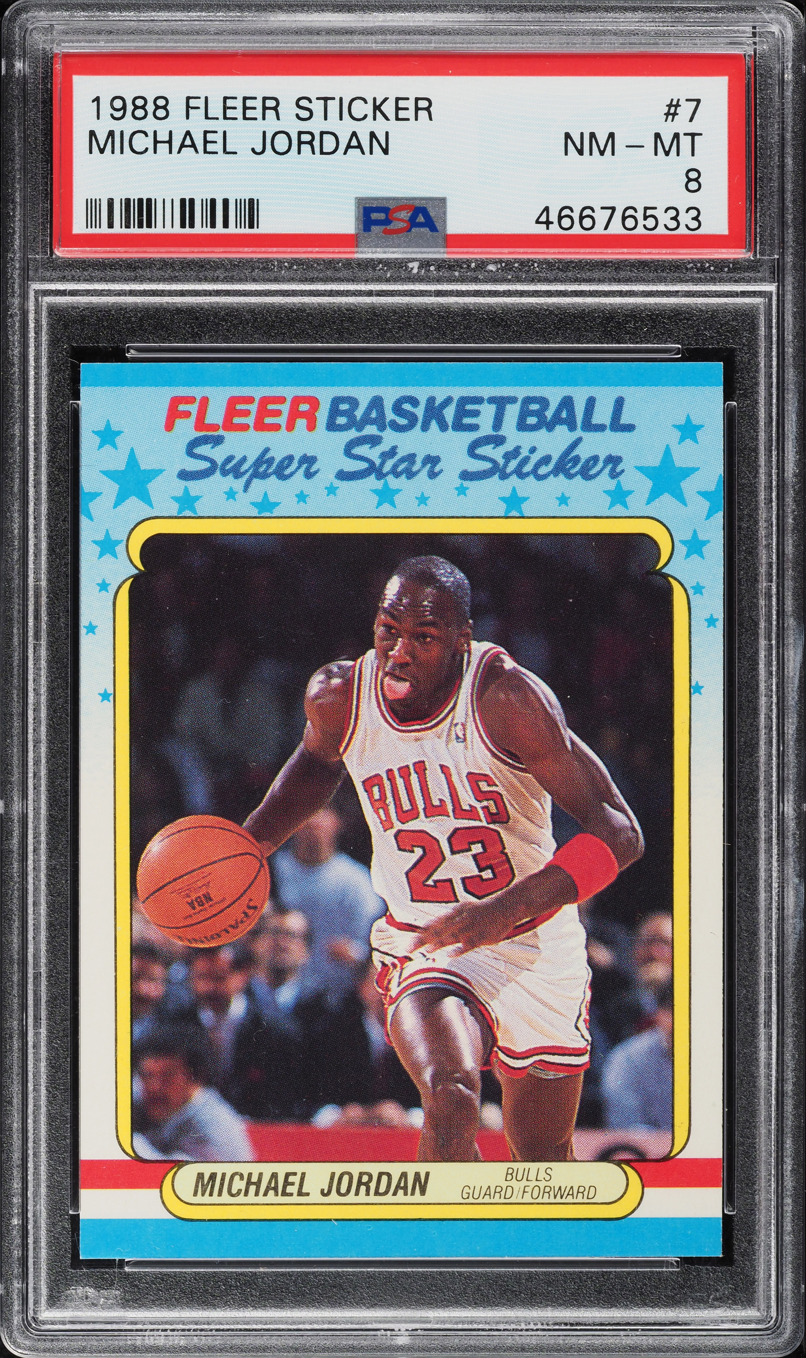 1988 Fleer Sticker Michael Jordan #7 PSA 8 NM-MT on Fanatics Collect