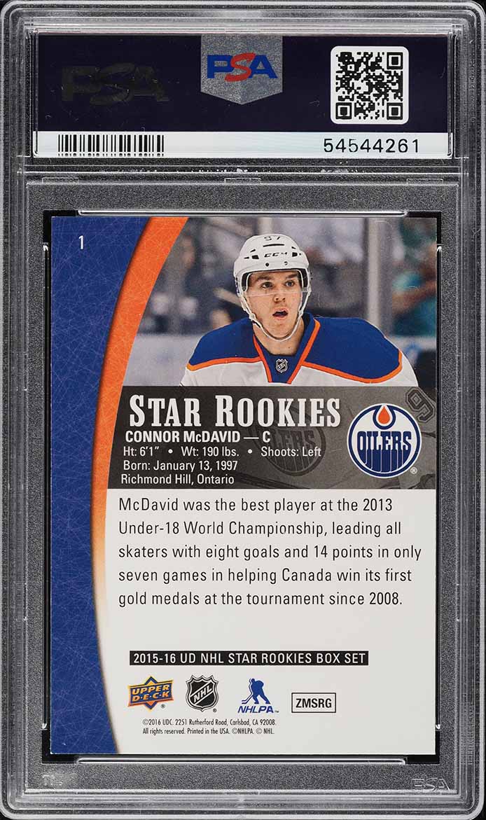2015 Upper Deck Star Rookies Connor McDavid ROOKIE #1 PSA 10 GEM MINT