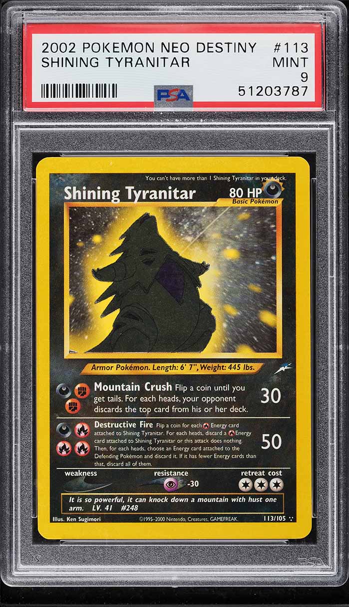 2002 Pokemon Neo Destiny Shining Tyranitar #113 PSA 9 MINT