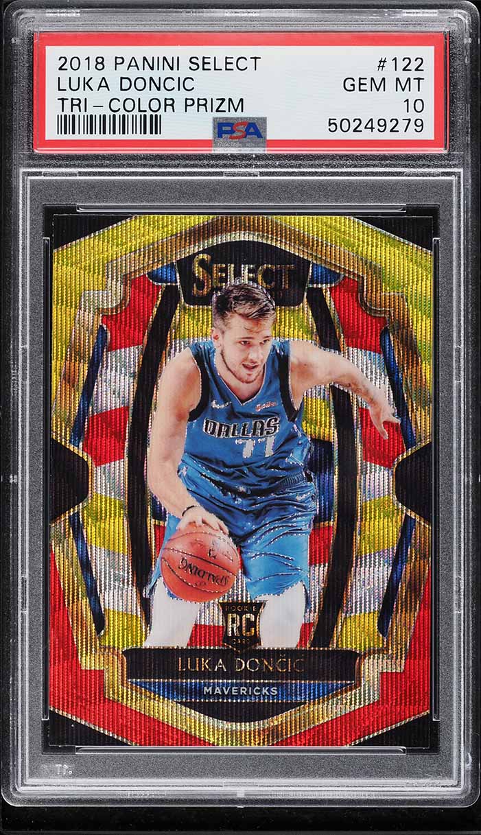 2018 Select Premier Level Tri-Color Prizm Luka Doncic ROOKIE #122 PSA 10 GEM