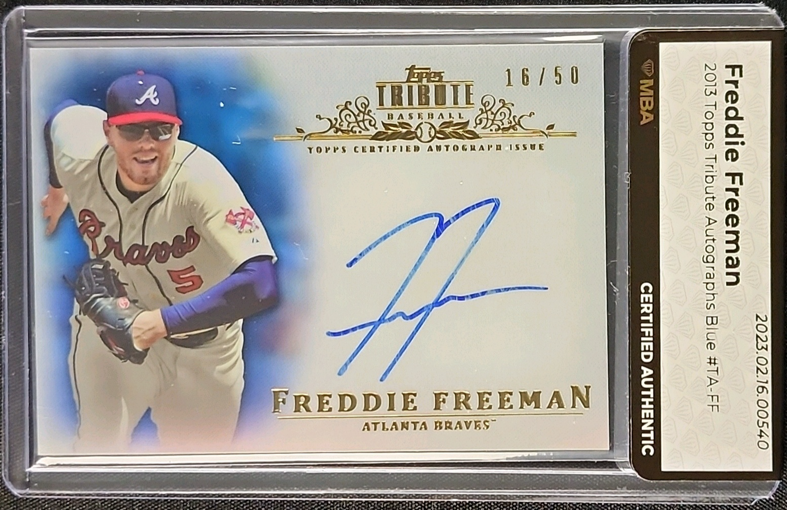 2013 Topps Tribute Autographs Blue Freddie Freeman AUTO /50 #TA-FF 