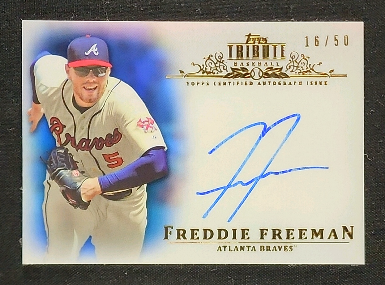 2013 Topps Tribute Autographs Blue Freddie Freeman AUTO /50 #TA-FF 