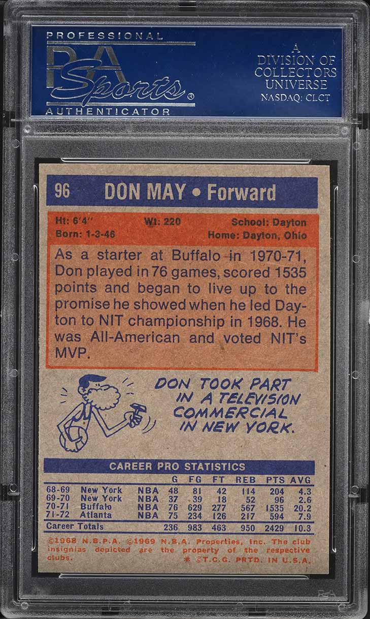 1972 Topps Basketball Don May #96 PSA 8 NM-MT