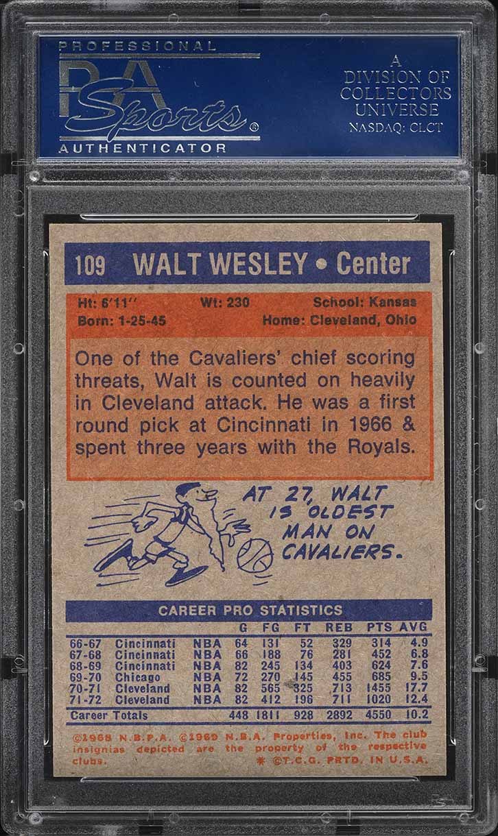 1972 Topps Basketball Walt Wesley #109 PSA 8 NM-MT