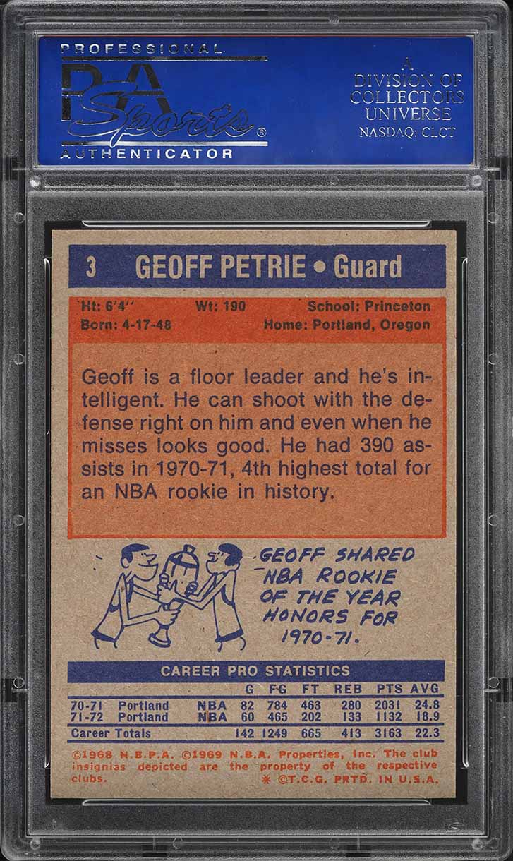 1972 Topps Basketball Geoff Petrie #3 PSA 8 NM-MT