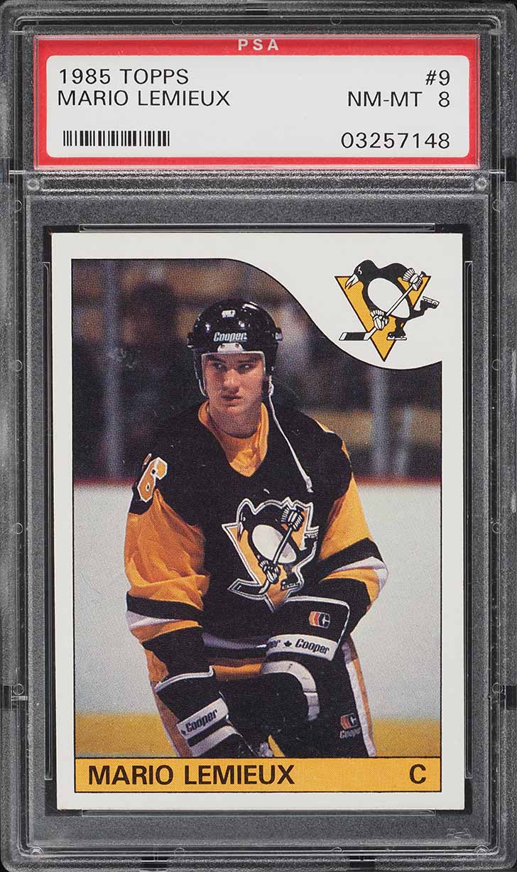 1985 Topps Hockey Mario Lemieux ROOKIE #9 PSA 8 NM-MT