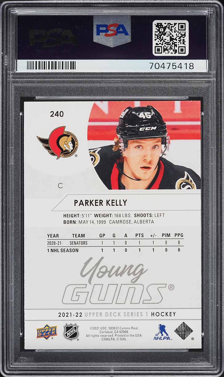 2021 Upper Deck Young Guns Parker Kelly ROOKIE #240 PSA 10 GEM MINT