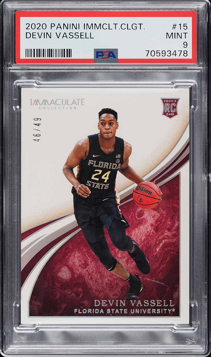 2020 Immaculate Collection Collegiate Devin Vassell ROOKIE /49 #15 PSA 9 MINT