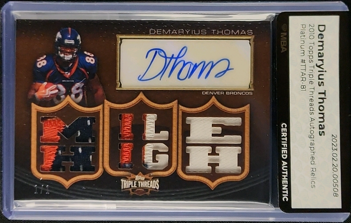 2010 Topps Triple Threads Platinum Demaryius Thomas PATCH AUTO 1/1 MBA AUTH