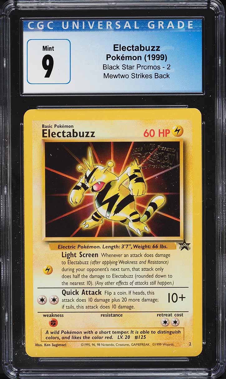 1999 Pokemon Black Star Promo Mewtwo Strikes Back Electabuzz #2 CGC 9 MINT  on Fanatics Collect